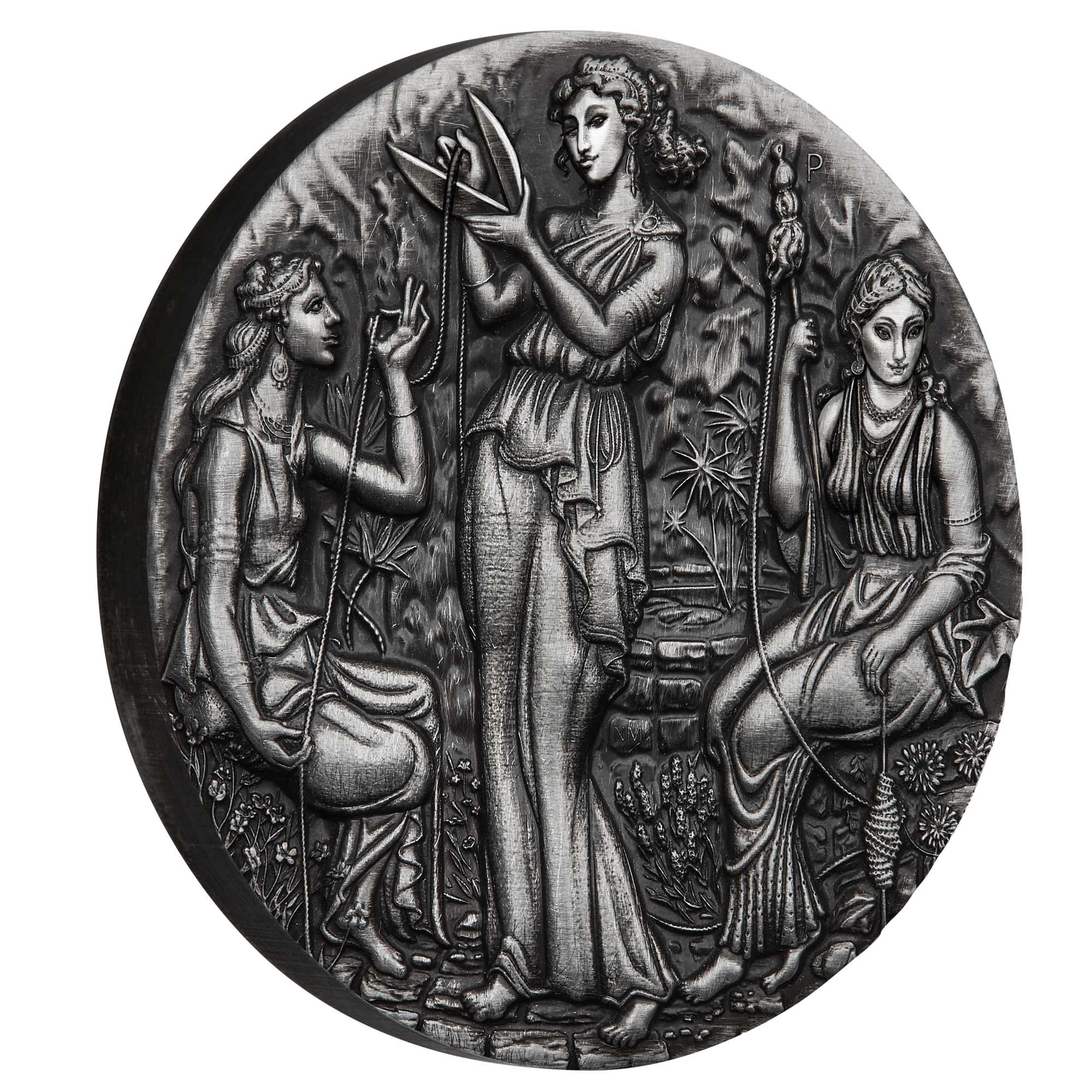 Fate - The Moirai 2025 2oz Silver Antiqued High Relief Coin Fate - The Moirai 2025 2oz Silver Antiqued High Relief Coin